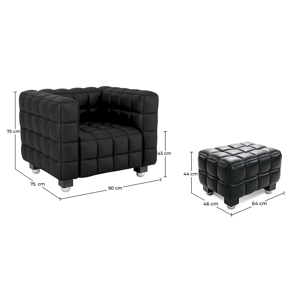 Sillón con Reposapiés  - Tapizado en Cuero - Acolchado - Nubus image 10