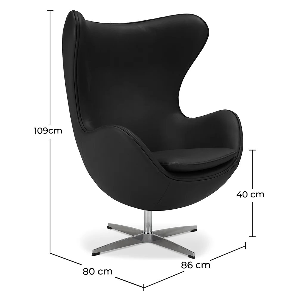 Sillón con Reposabrazos - Tapizado en Cuero - Diseño Huevo - Brave  -  image 10