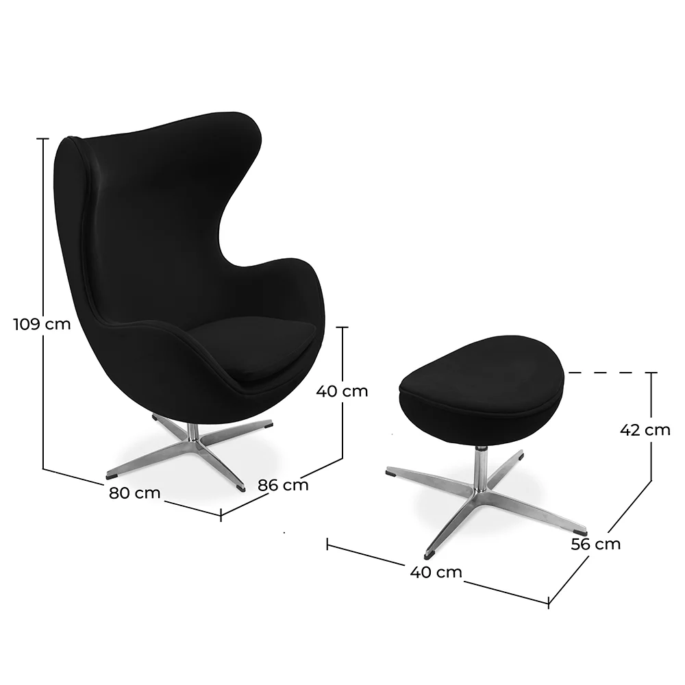 Sillón con Reposapiés - Diseño Huevo - Tapizado en Tela - Brave image 10