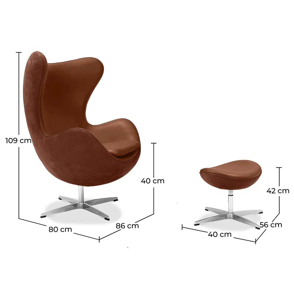 Sillón con Reposapiés - Diseño Huevo - Tapizado en Cuero - Brave  image 10