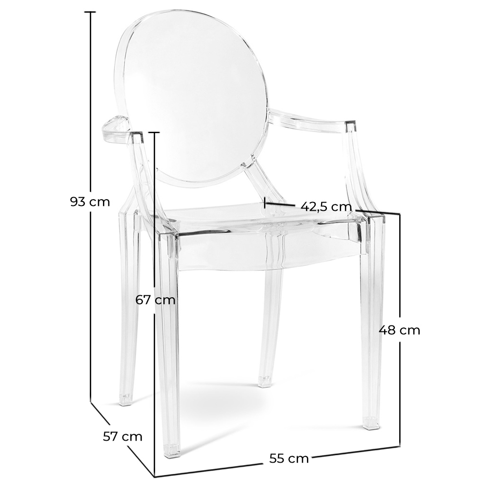 Silla de comedor Transparente - Diseño con Reposabrazos - Louis XIV image 10