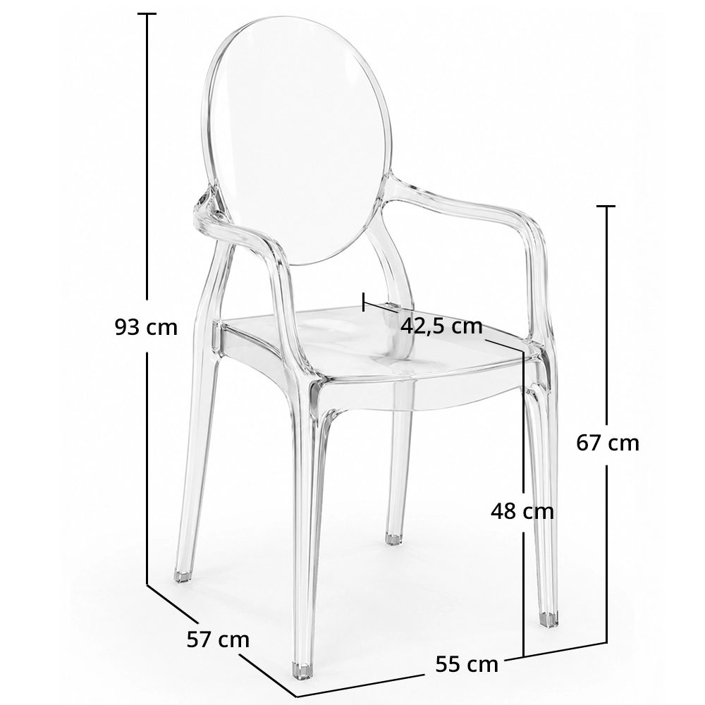 Silla de comedor Transparente - Diseño con Reposabrazos - Louis XIV image 10