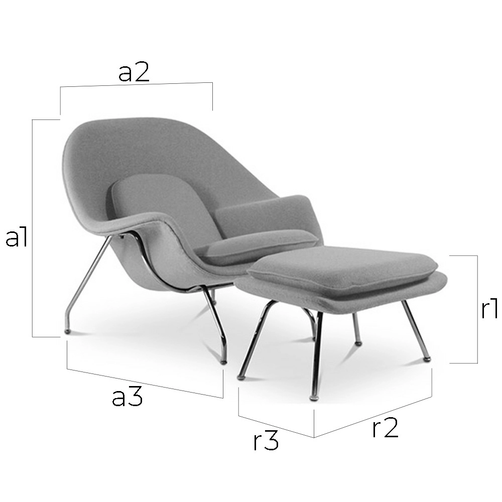 Sillón de Diseño con Reposapiés - Tapizado en Tela - Womb image 10