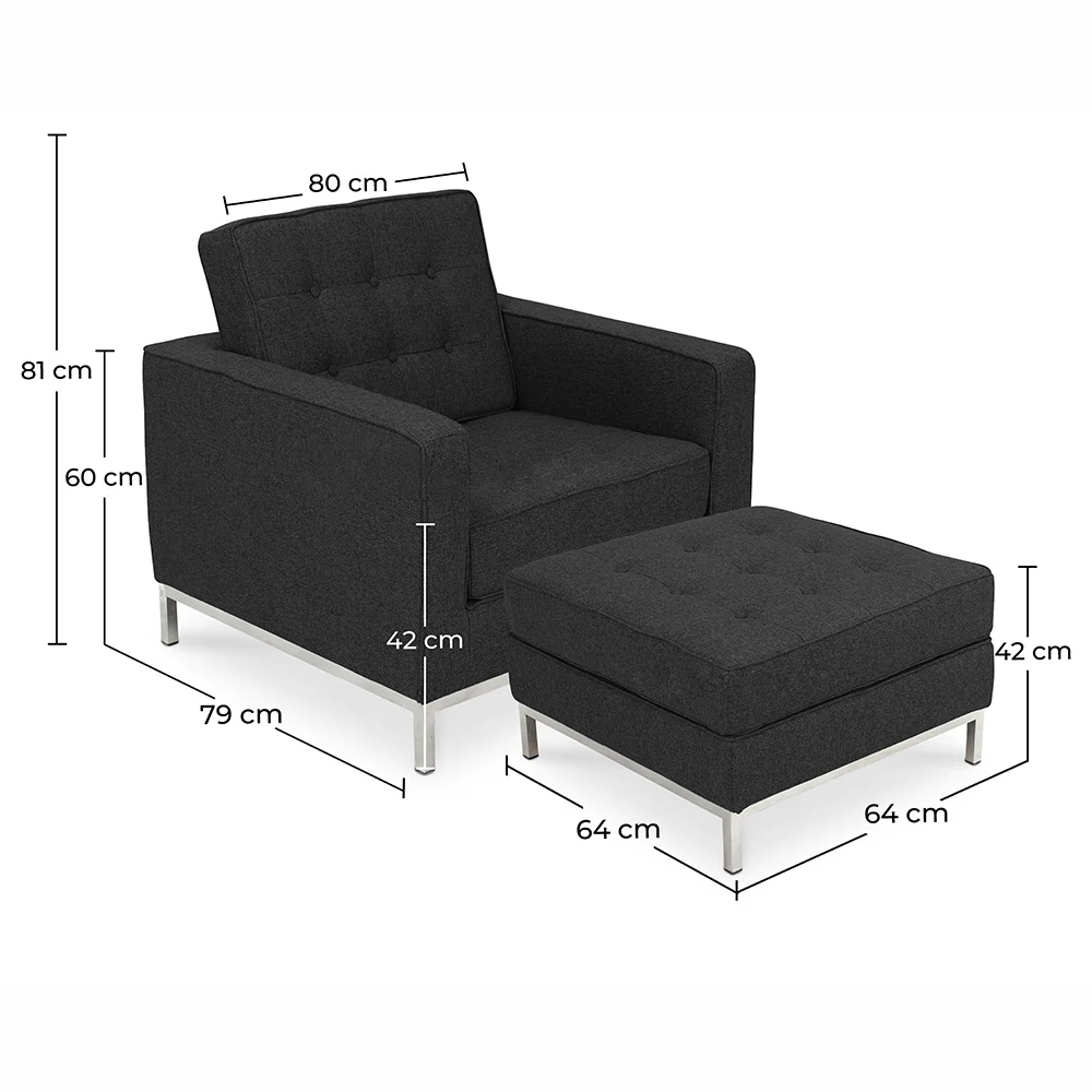 Sillón de Diseño con Reposapiés - Tapizado en Cachemira - Konel  image 10