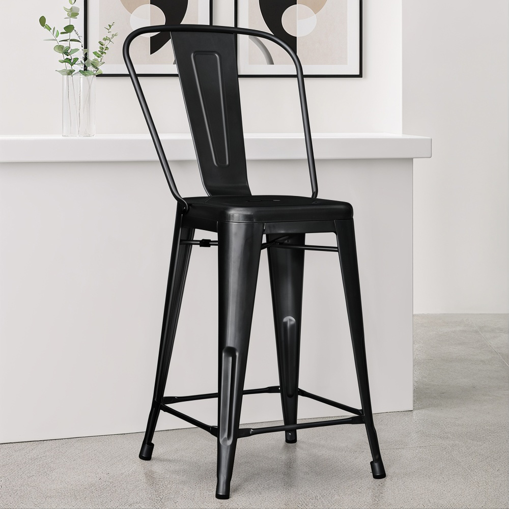 Taburete de Bar con Respaldo - Diseño Industrial - 60cm - Stylix - Imagen 3 de 16