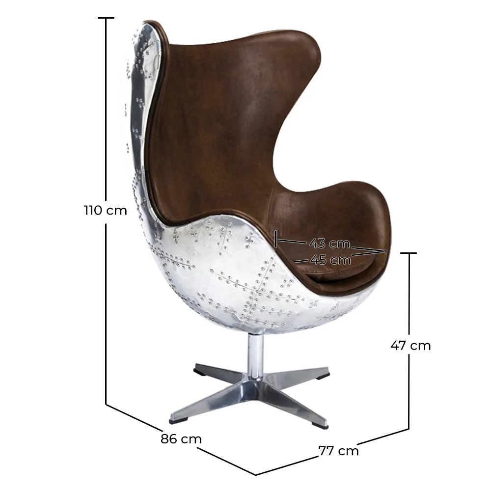 Sillón con Reposabrazos - Estilo Aviador - Cuero y Metal - Cocoon  image 10