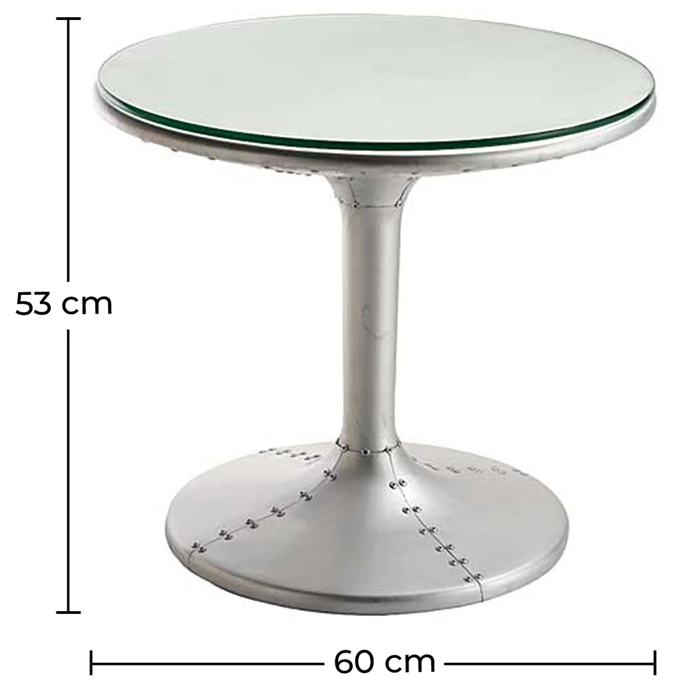 Mesa de Centro Redonda - Mesa Auxiliar Estilo Aviador - Metal - Tulip  image 10