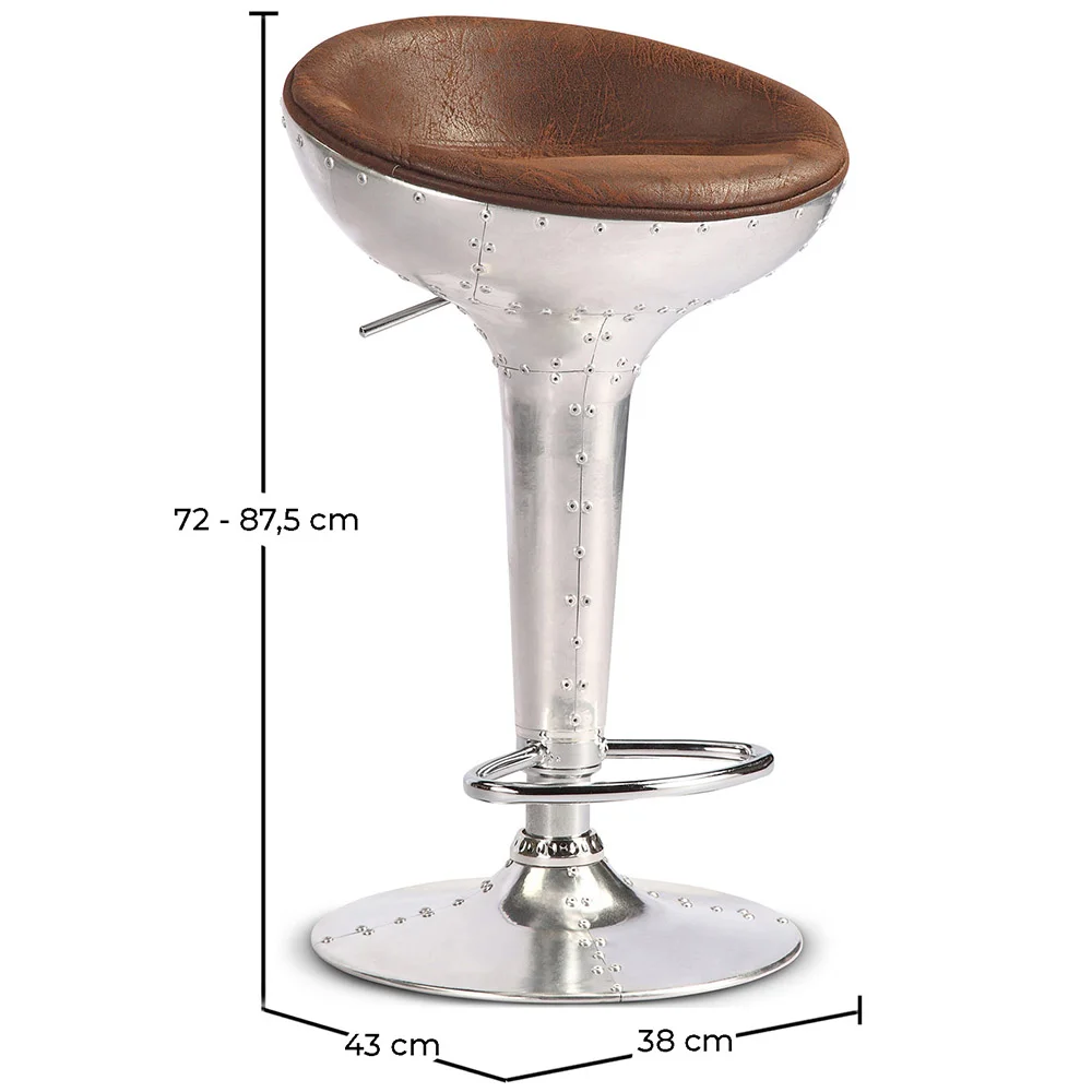 Taburete Redondo de Metal - Estilo Aviador - 70cm - Aviator  image 10