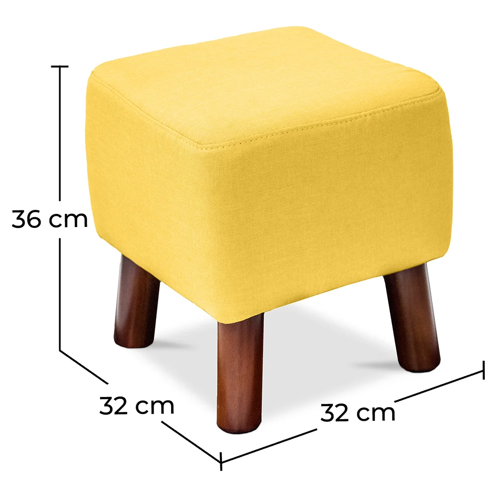 Reposapiés Cuadrado - Tapizado en Lino - Madera - Nor image 10