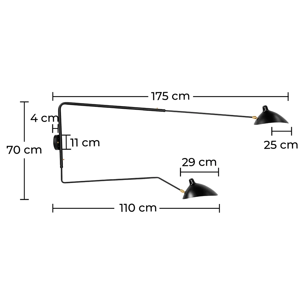 Lámpara Flexo - Aplique de Pared - 2 Brazos Negro - George  image 10