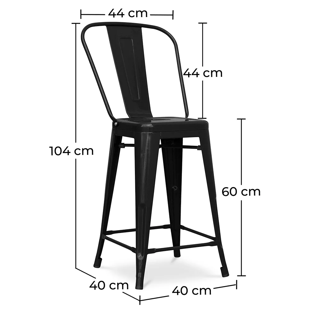 Taburete de Bar con Respaldo - Diseño Industrial  - 60cm - Stylix  image 10