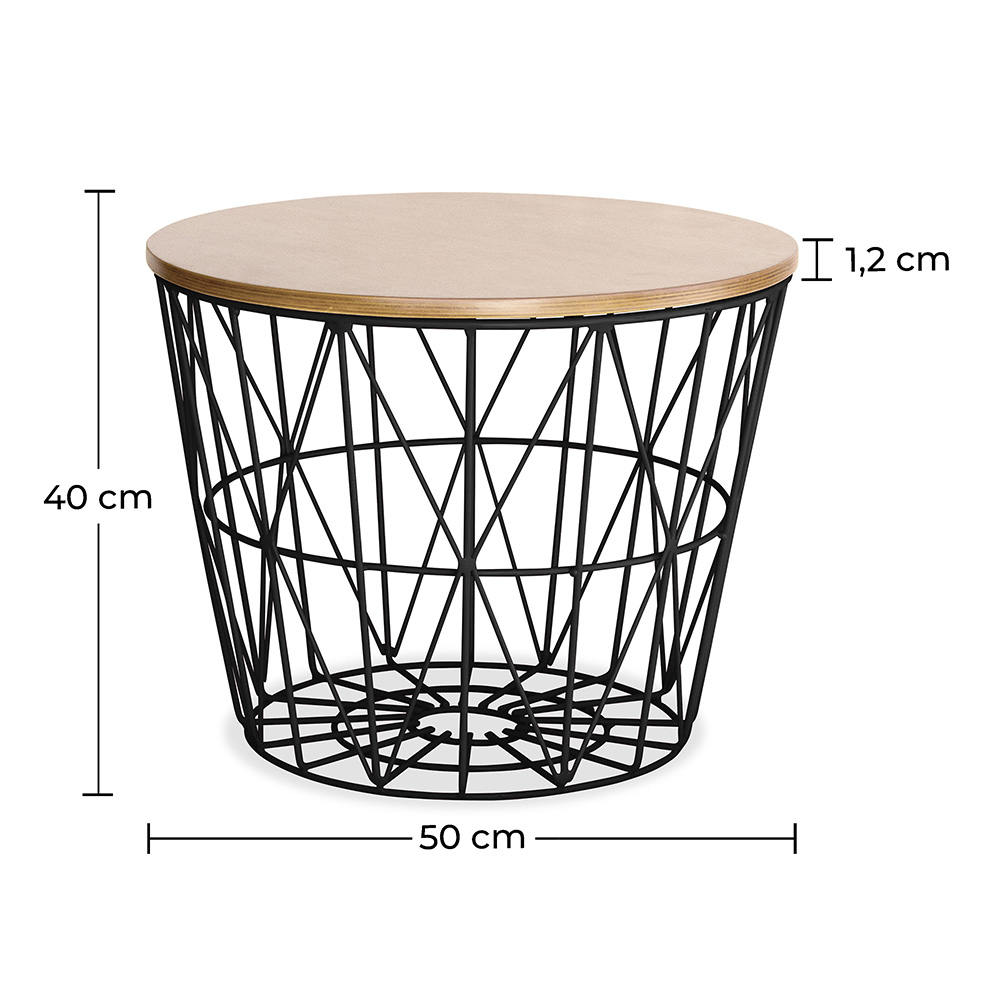 Mesa Auxiliar Redonda - Diseño Industrial - Madera y Metal - Basker image 10