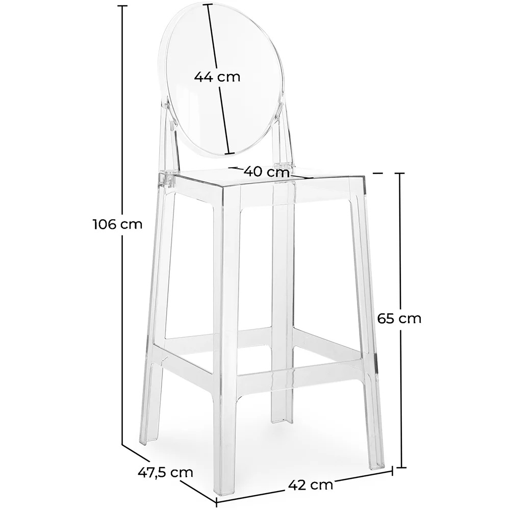 Taburete con Respaldo - Diseño Transparente - 65cm - Victoria Queen image 10