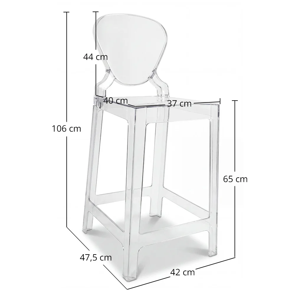 Taburete con Respaldo - Diseño Transparente - 65cm - Victoria Queen image 10