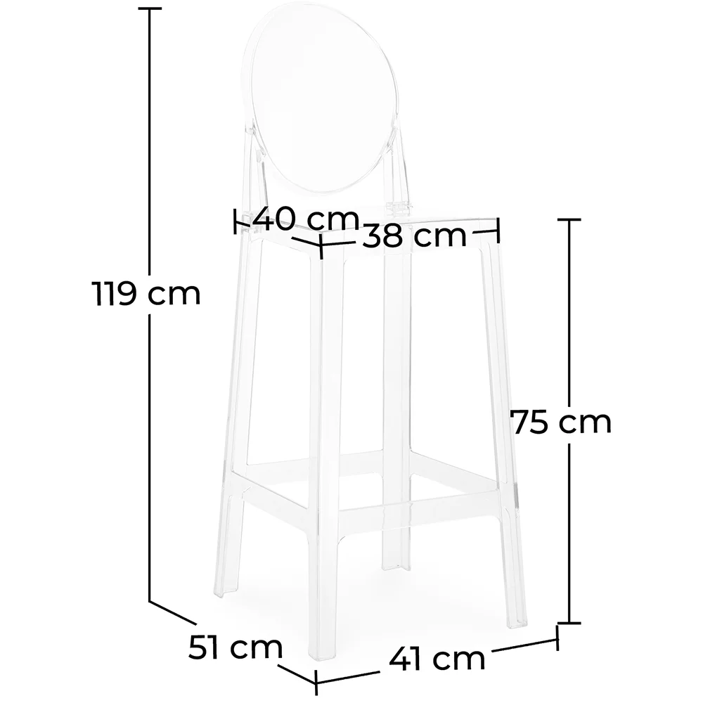 Taburete con Respaldo - Diseño Transparente - 75cm - Victoria Queen image 10