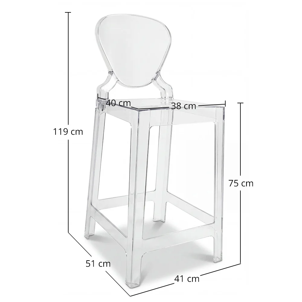 Taburete con Respaldo - Diseño Transparente - 75cm - Victoria Queen image 10