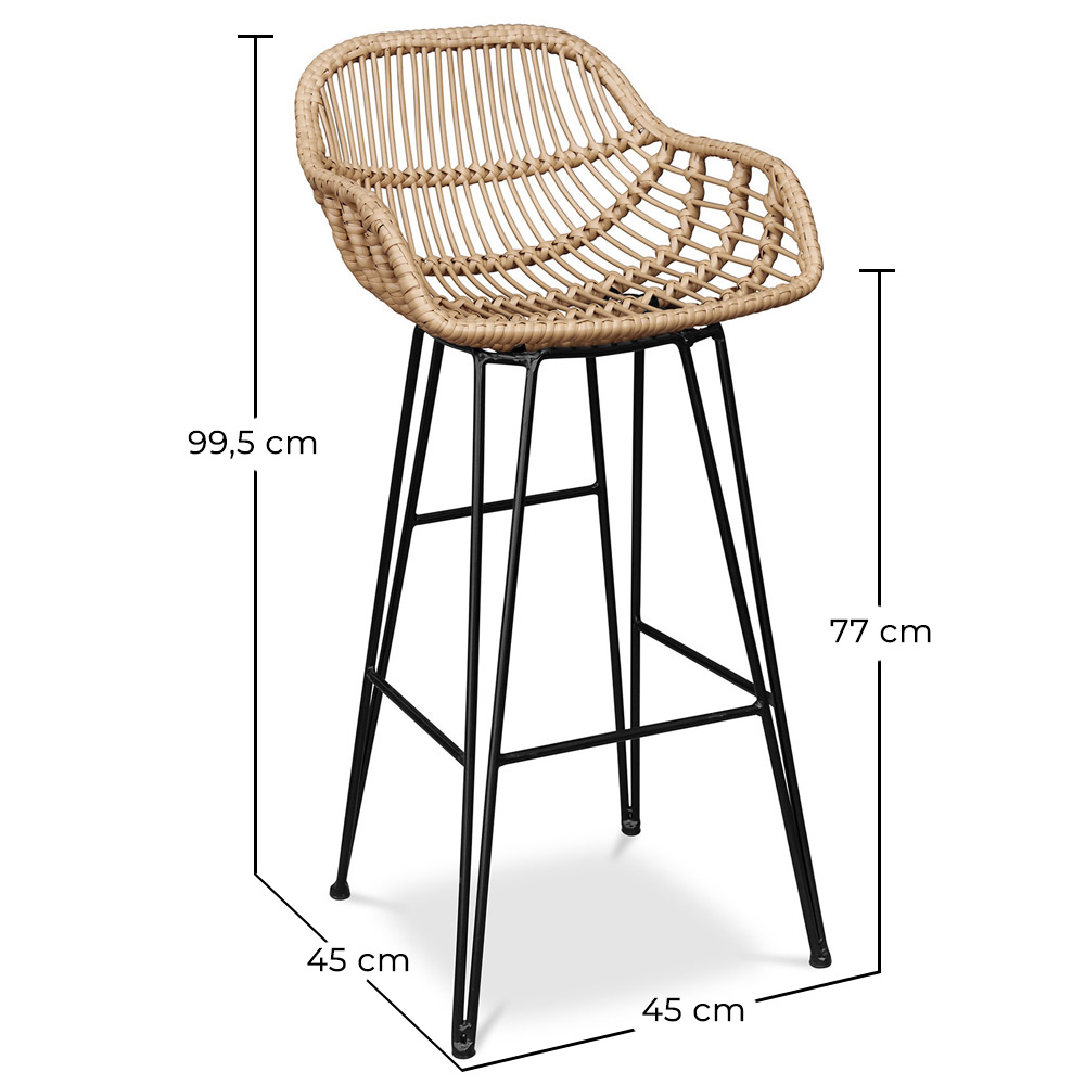 Taburete de Ratán con Reposabrazos - Estilo Boho Bali - 75cm - Many image 10