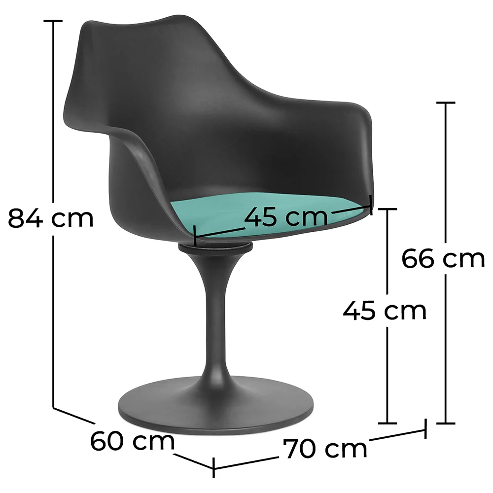 Silla de Comedor con reposabrazos  - Silla giratoria Negra - Tulipan image 10