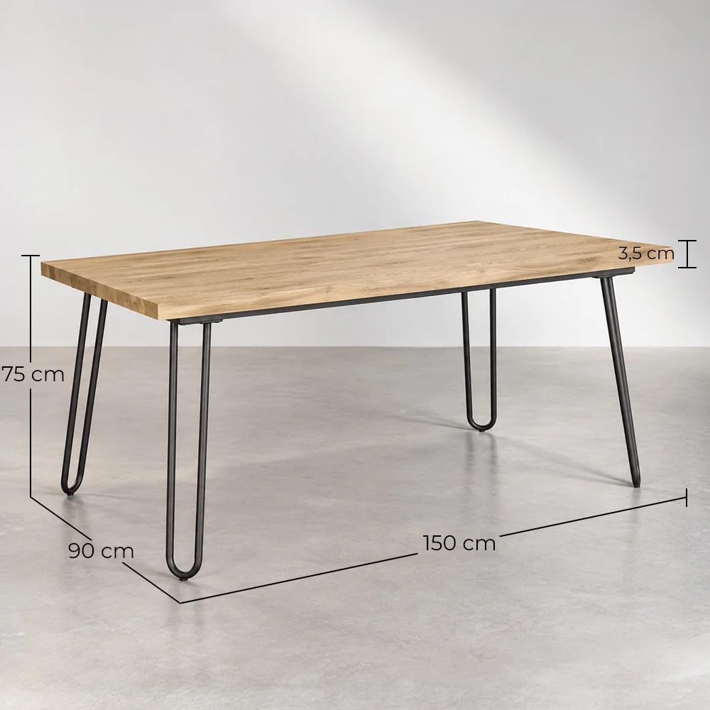 Mesa de Comedor Rectangular - Industrial - Madera y Metal - 150cm - Hairpin  image 10