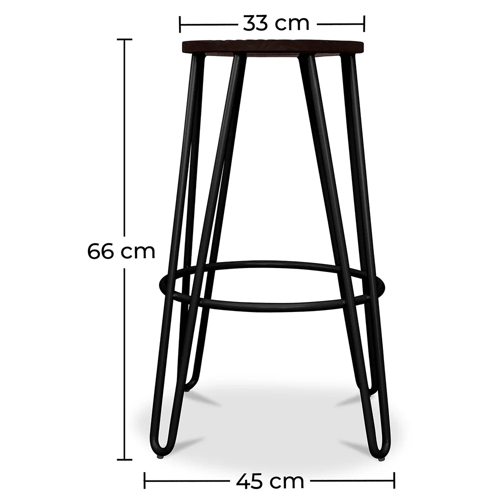 Taburete Redondo - Diseño Industrial - Madera y Metal- 66cm - Hairpin  image 10