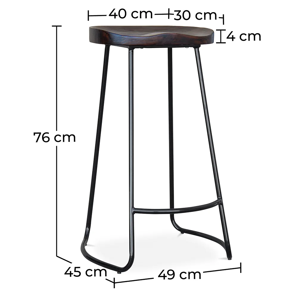 Taburete de Bar - Diseño industrial - Madera y Metal - 76 cm - Aiyana image 10
