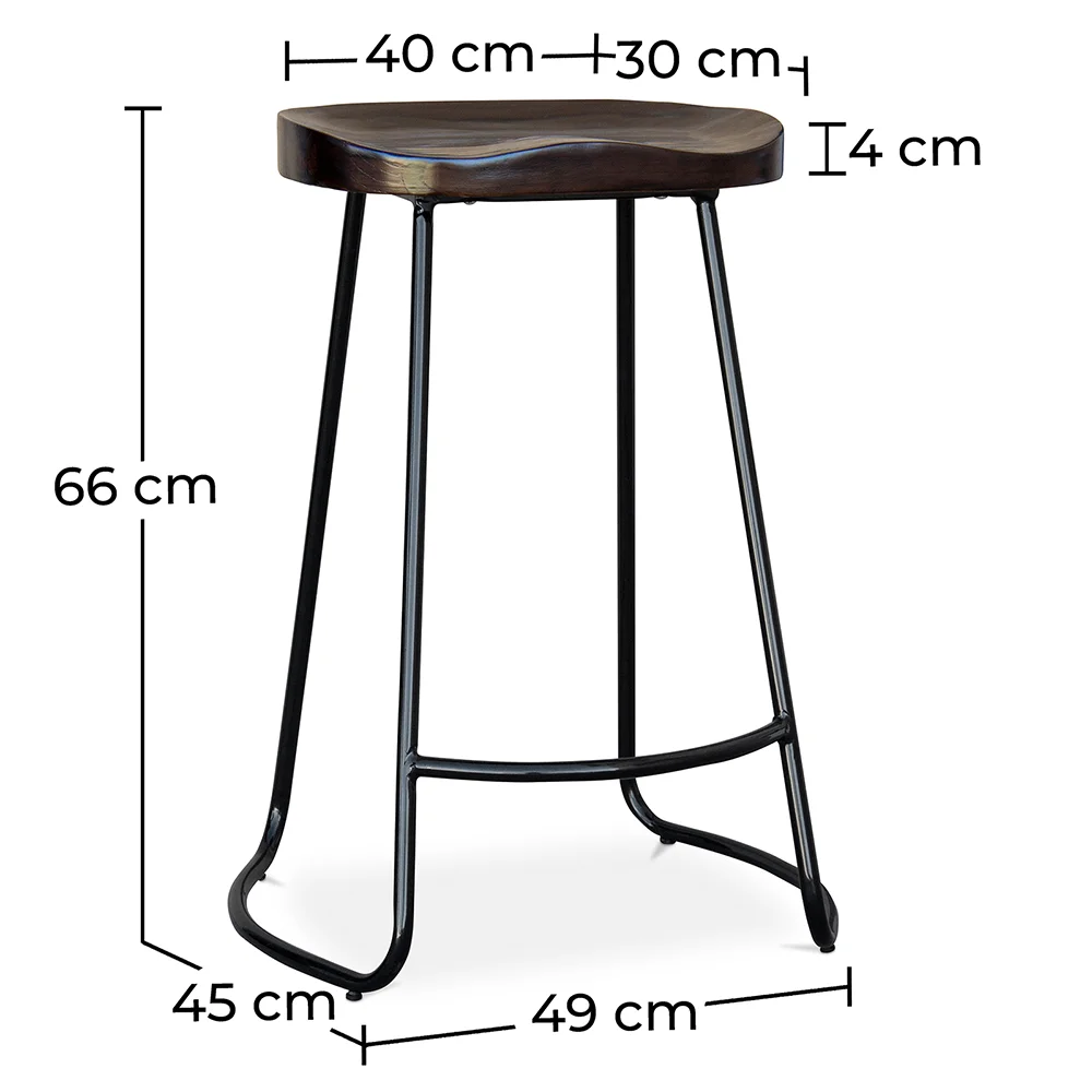 Taburete de Bar - Diseño Industrial - Madera y Metal - 66 cm Adriel image 10