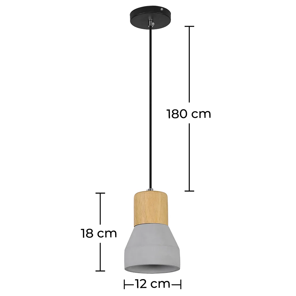Lámpara de Techo Madera y Hormigón - Lámpara Colgante Diseño Escandinavo - Minnie image 10