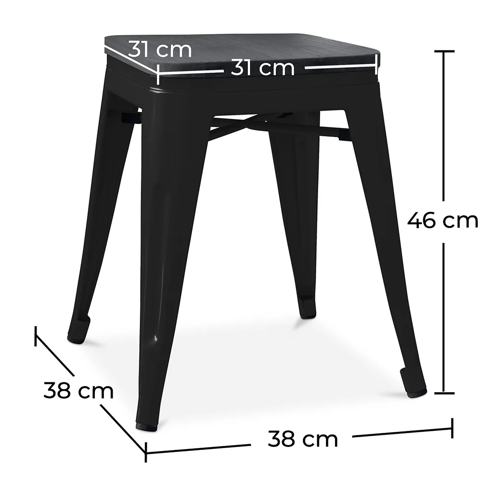 Taburete Diseño Industrial - Madera y Acero - 46cm - Stylix image 10