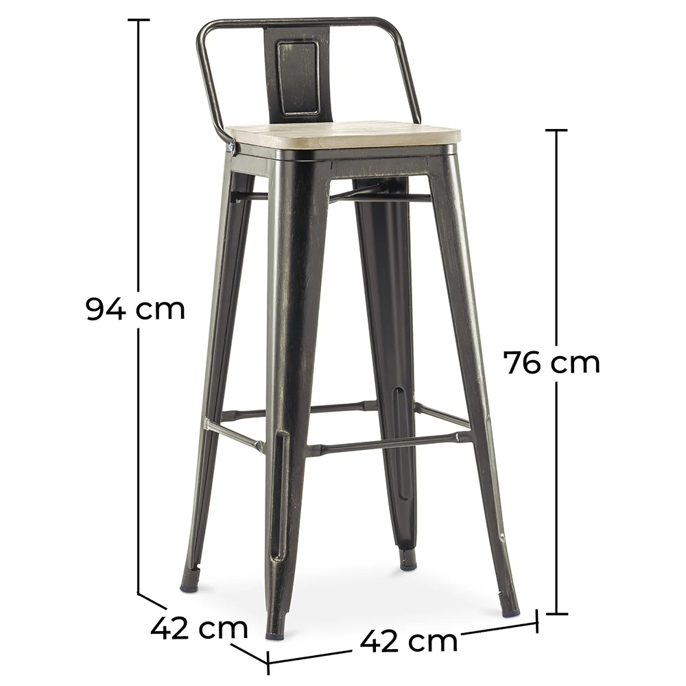 Taburete de Bar con Respaldo - Diseño Industrial - 76 cm - Stylix image 10