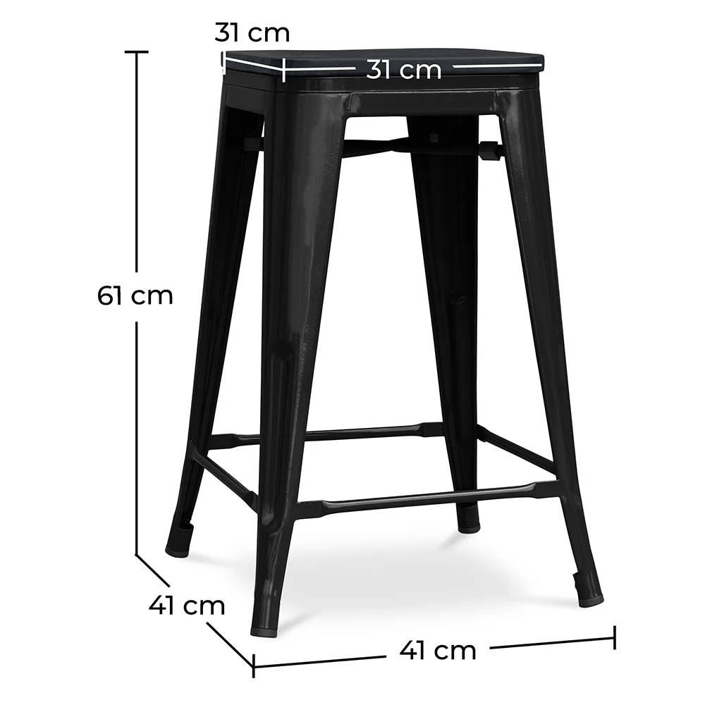 Taburete de Bar - Diseño Industrial - Madera y Acero - 61cm - Stylix  image 10