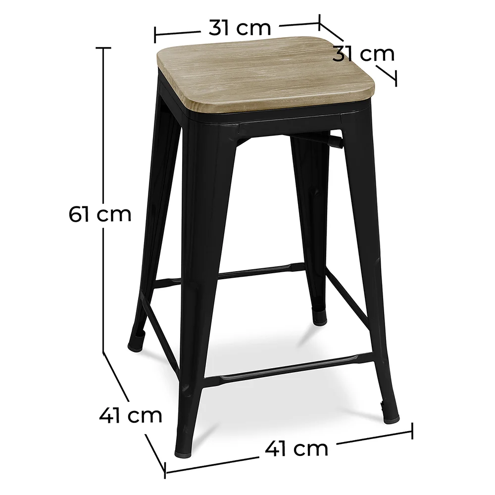 Taburete de Bar Diseño Industrial - Madera y Acero - 61cm - Stylix  image 10