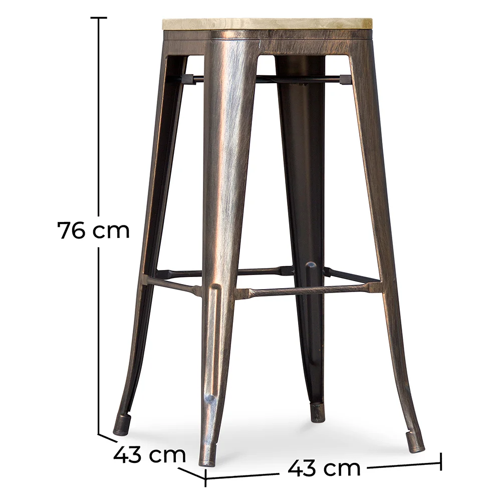 Taburete de Bar Diseño Industrial - Acero y Madera - 76cm -  Stylix  image 10