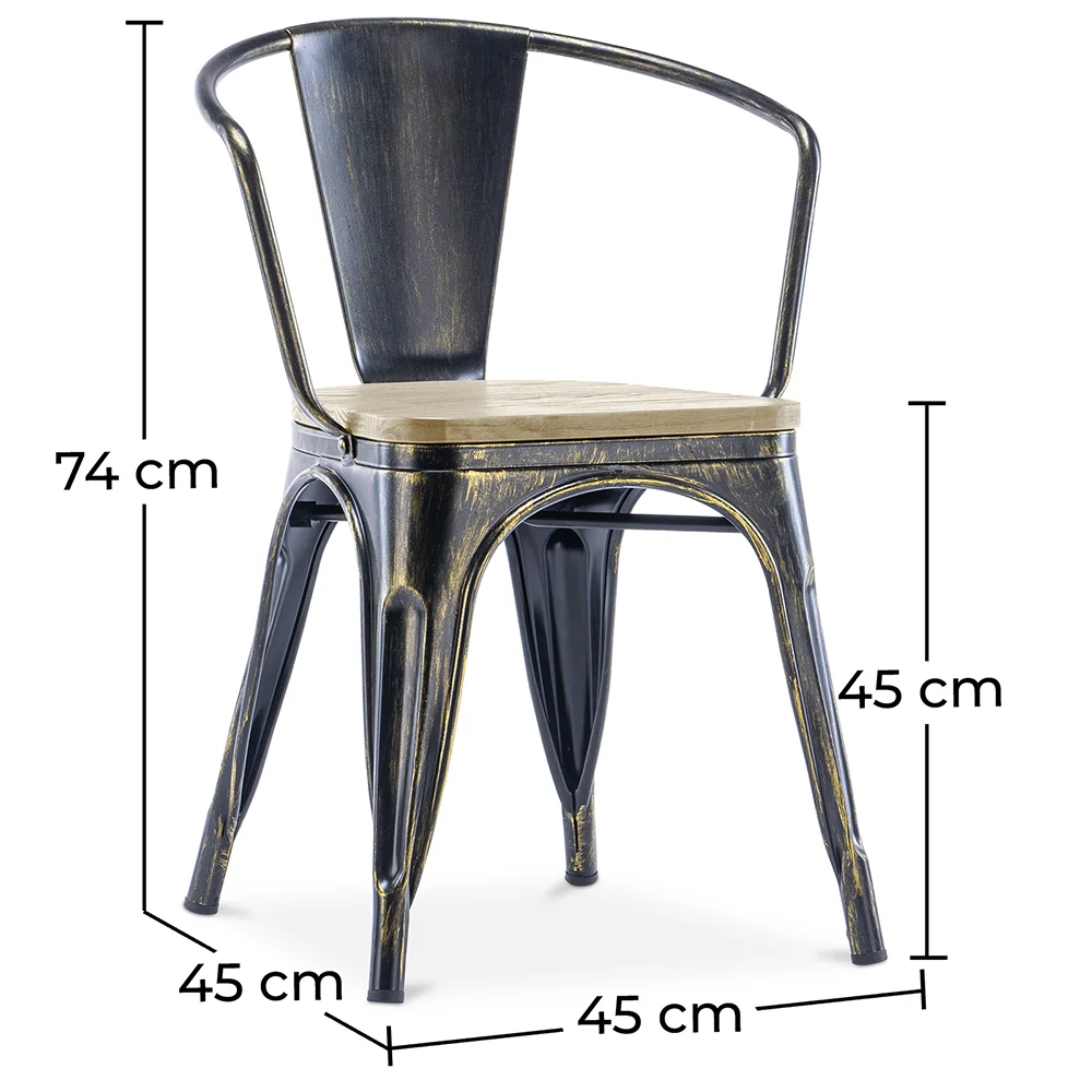 Silla de Comedor con Reposabrazos - Madera y Acero - Stylix  image 10
