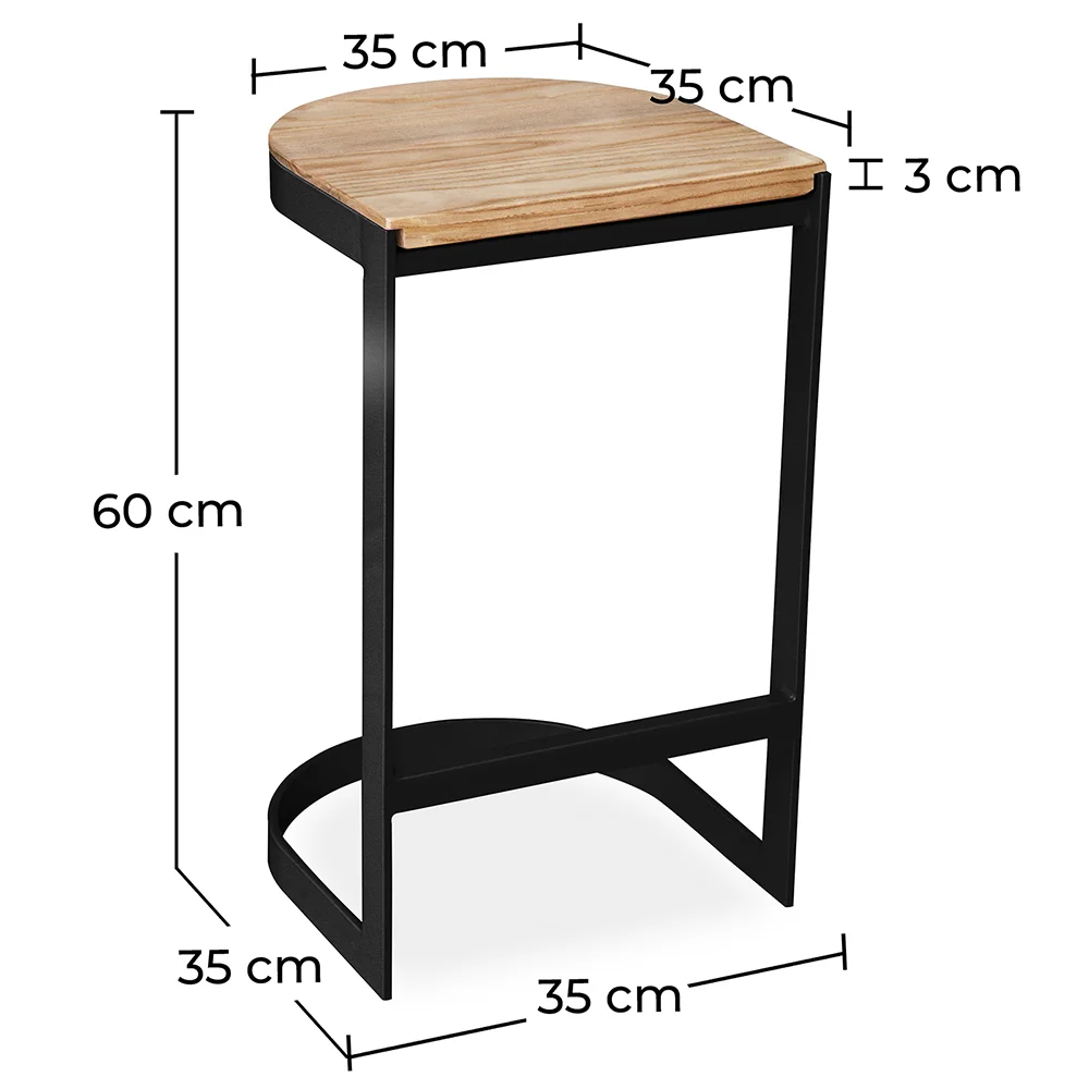 Taburete Diseño Industrial - Madera y Metal - 60cm - Lia image 10