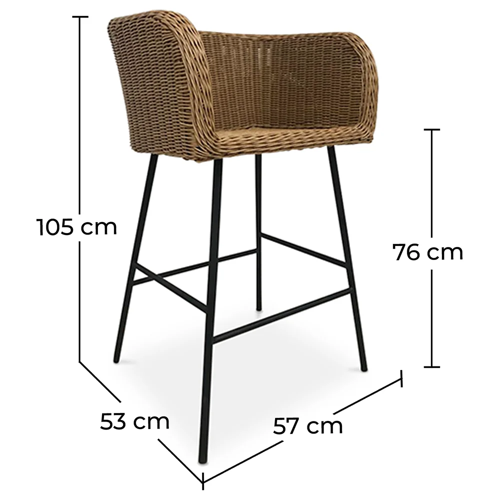 Taburete de Ratán con Reposabrazos - Diseño Boho Bali - Ishita image 10