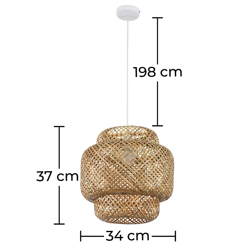 Lámpara de Techo de Bambú - Lámpara Colgante Diseño Boho Bali - Kamon image 10