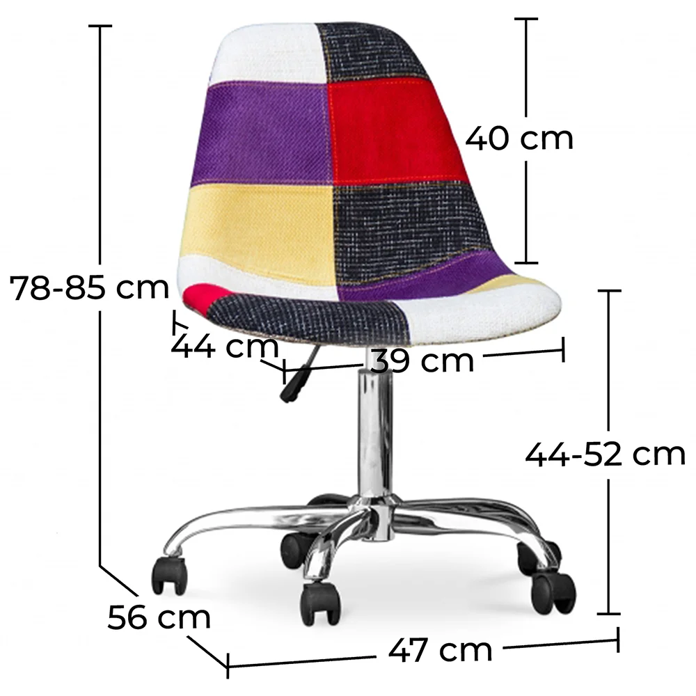 Silla de Oficina con ruedas  - Silla de Escritorio - Tapizada en Patchwork - Tessa image 10