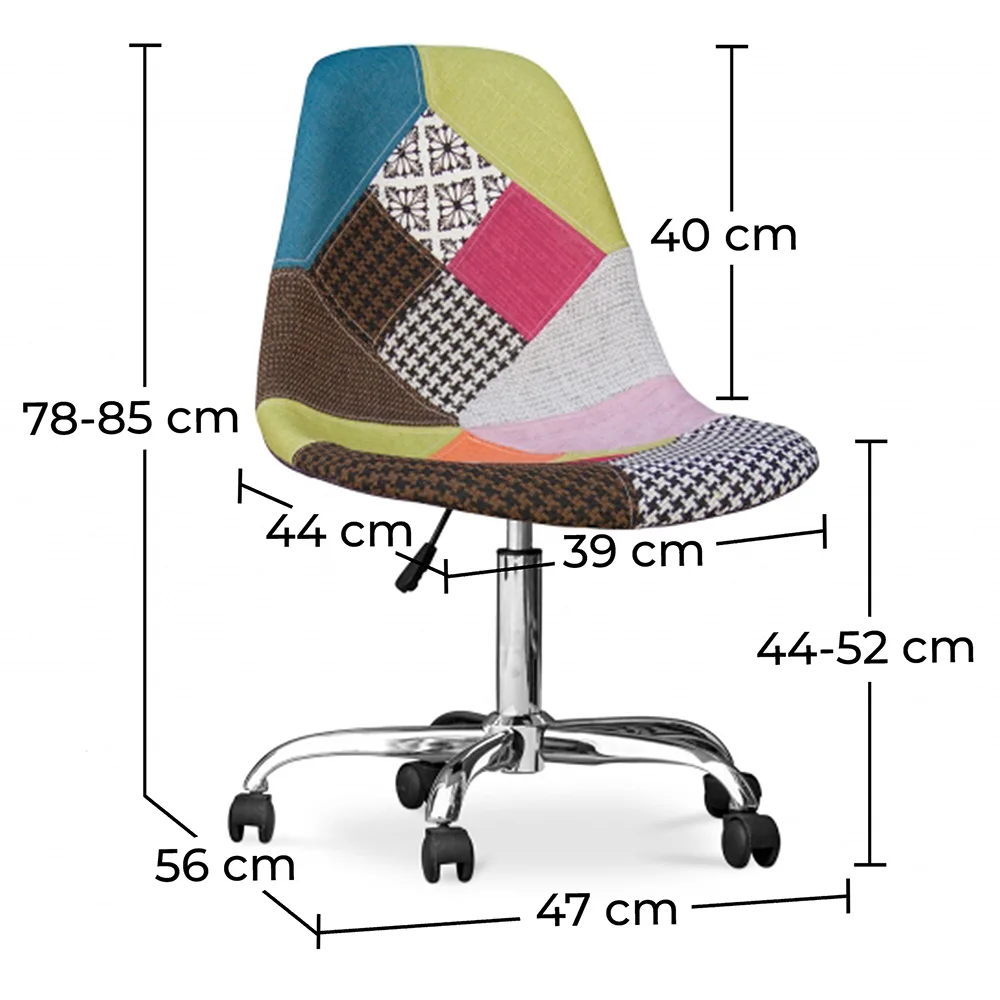 Silla de Oficina con Ruedas - Silla de Escritorio - Tapizada en Patchwork - Simona  image 10
