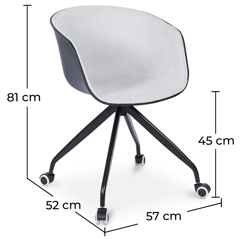 Silla de Oficina con Reposabrazos - Silla de Escritorio con Ruedas - Blanco y Negro - Jodie  image 10