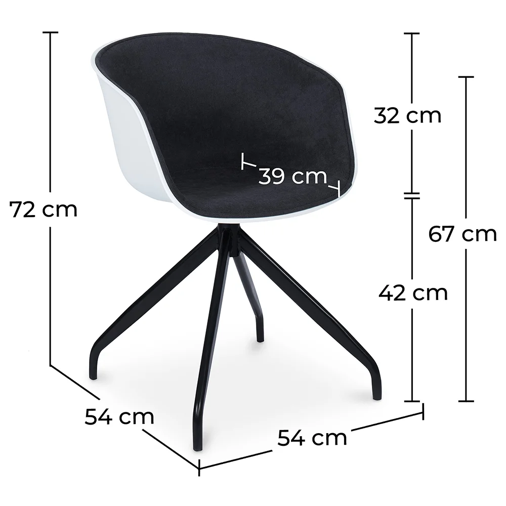 Silla de Oficina con Reposabrazos Tapizada - Silla de Escritorio - Blanco y Negro - Jodie  image 10