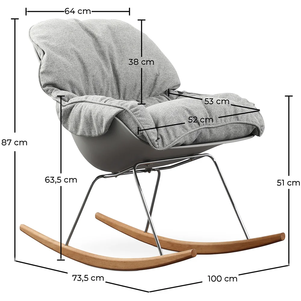 Sillón Mecedora Acolchada - Diseño Escandinavo - Ruma image 10
