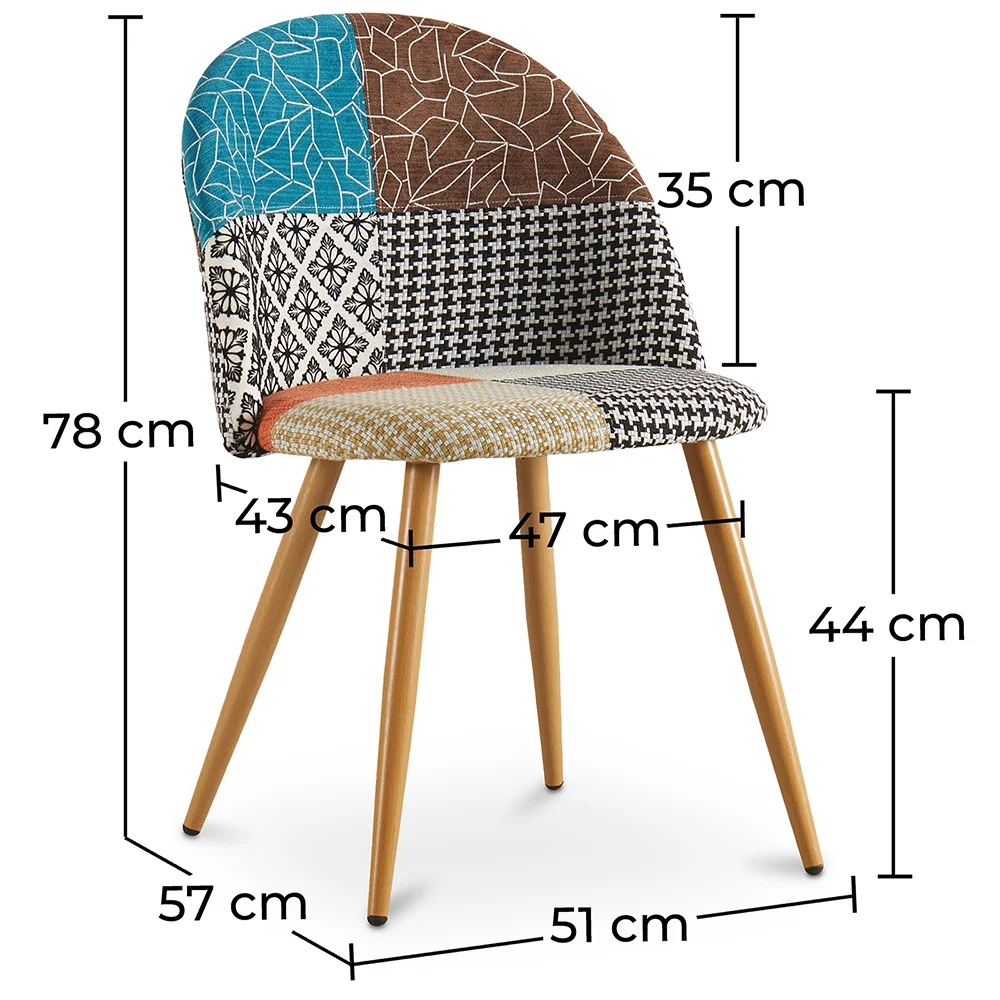 Silla de Comedor - Tapizada en Patchwork - Estilo Escandinavo - Patty image 10