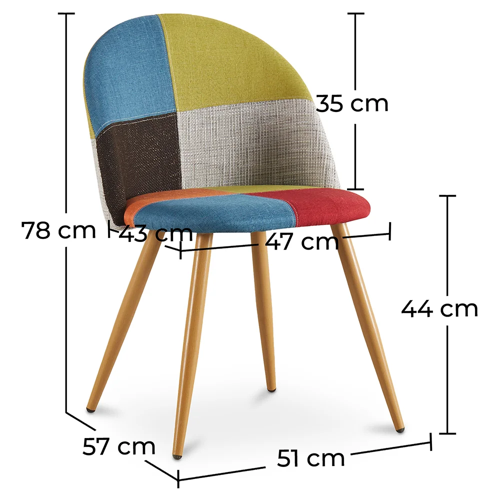 Silla de Comedor - Tapizada en Patchwork - Estilo Escandinavo - Simona image 10