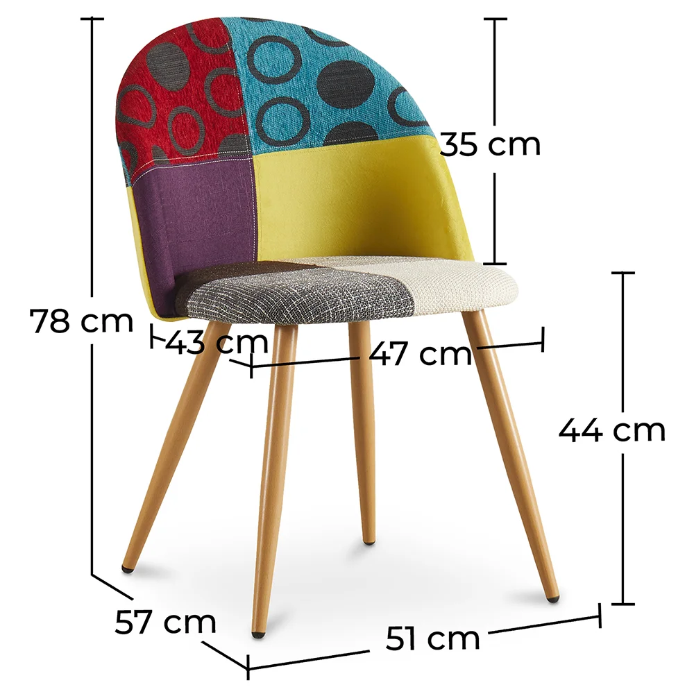Silla de Comedor - Tapizada en Patchwork - Estilo Escandinavo - Ray image 10