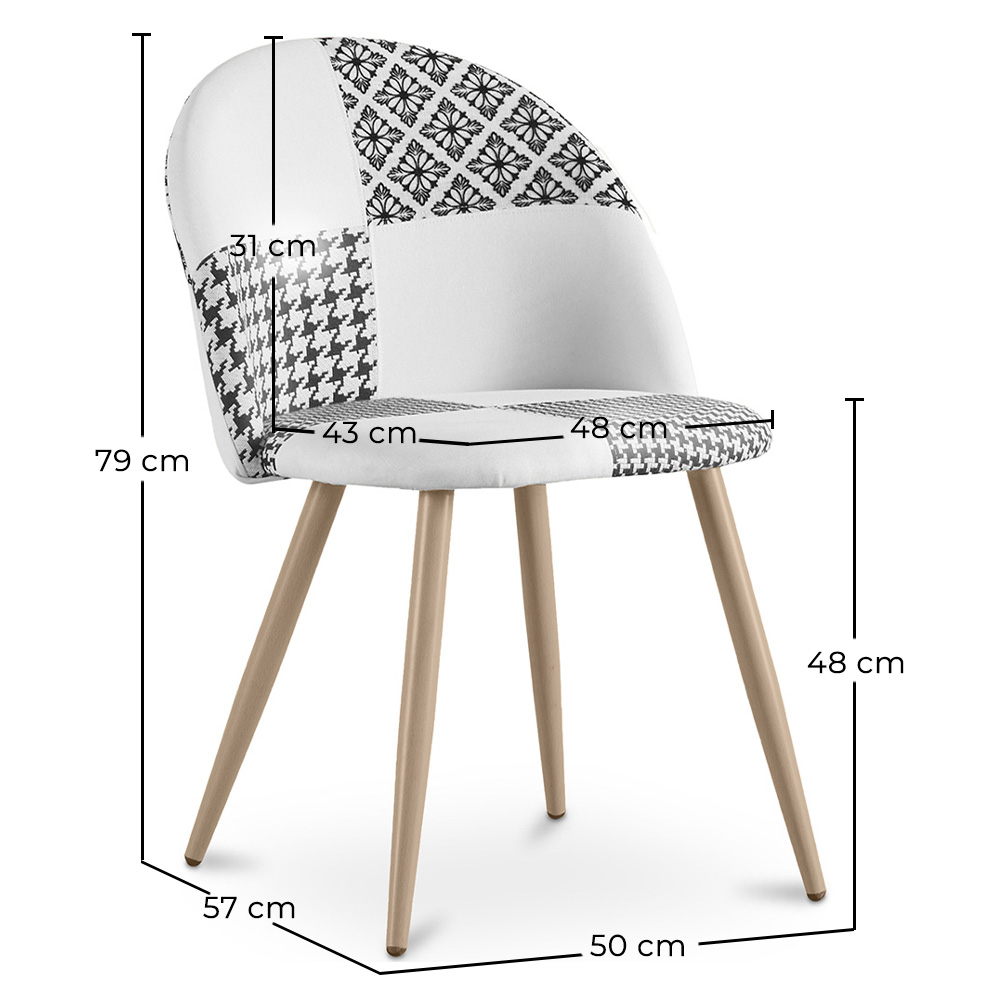 Silla de Comedor - Tapizada en Patchwork  Blanco y Negro - Evelyne image 10