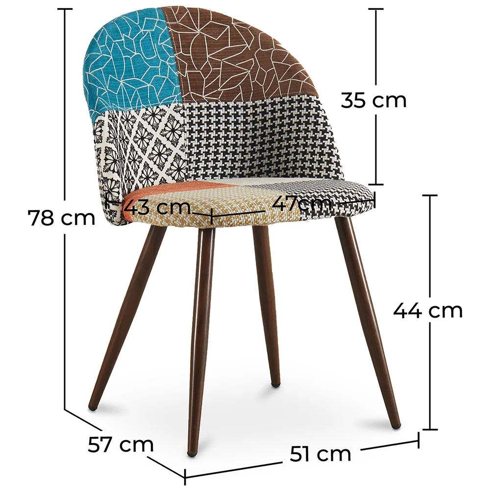 Silla de Comedor - Tapizada en Patchwork - Estilo Escandinavo - Patty image 10