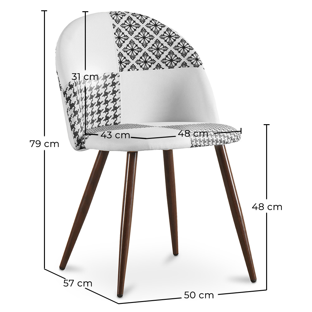 Silla de Comedor - Tapizada en Patchwork Blanco y Negro - Evelyne  image 10