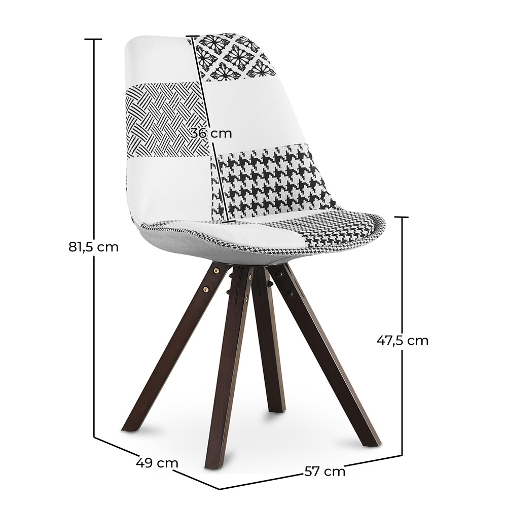 Silla de Comedor - Tapizada en Patchwork - Blanco y Negro - Denisse  image 10