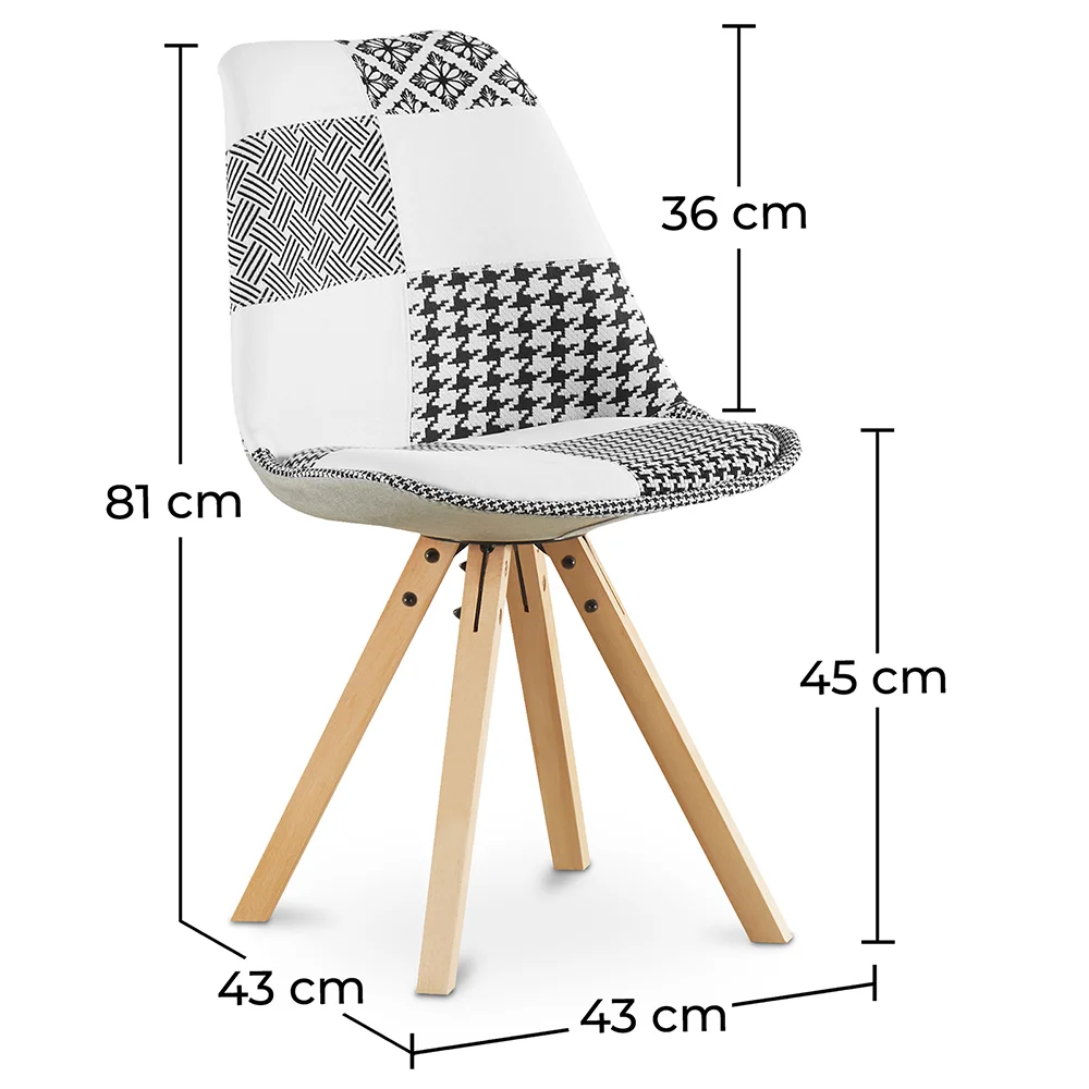 Silla de Comedor - Tapizada en Patchwork Blanco y Negro - Denisse  image 10