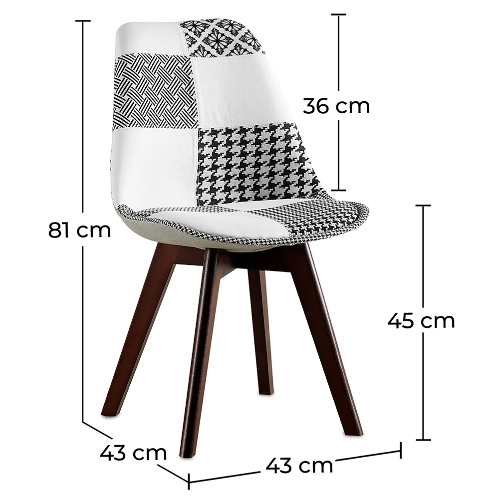 Silla de Comedor - Tapizada en Patchwork Blanco y Negro - Nueva Edición - Sam image 10